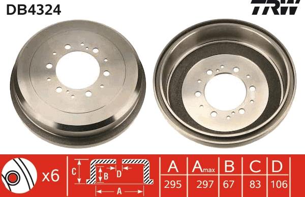 TRW DB4324 - Tamburo freno www.autoricambit.com