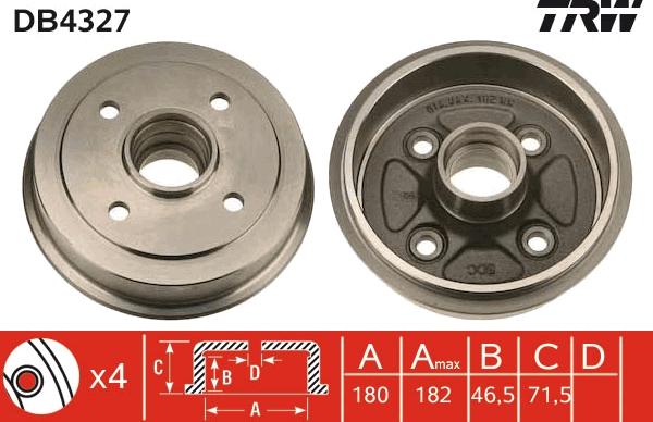 TRW DB4327 - Tamburo freno www.autoricambit.com