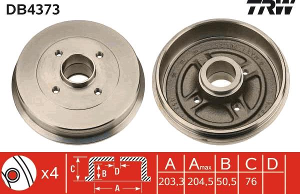 TRW DB4373 - Tamburo freno www.autoricambit.com