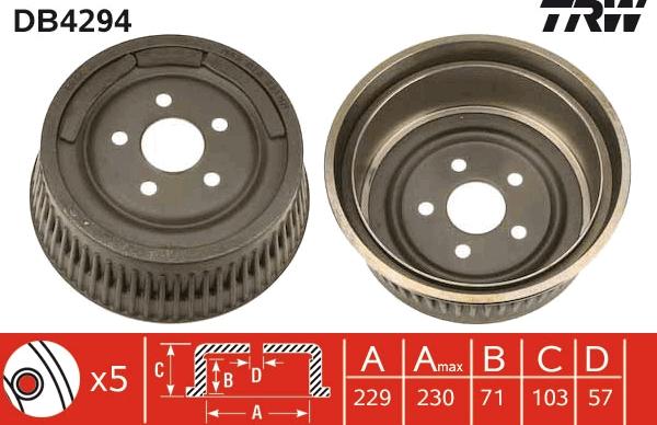 TRW DB4294 - Tamburo freno www.autoricambit.com