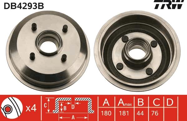 TRW DB4293B - Tamburo freno www.autoricambit.com