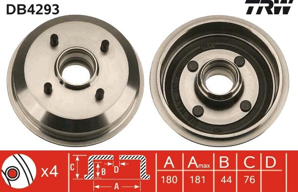 TRW DB4293 - Tamburo freno www.autoricambit.com