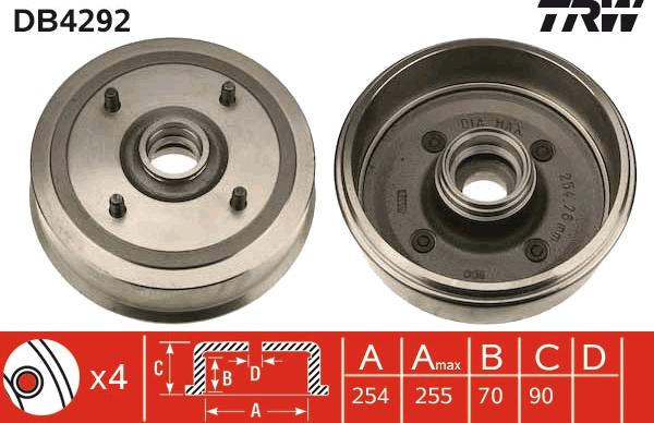 TRW DB4292 - Tamburo freno www.autoricambit.com