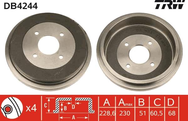 TRW DB4244 - Tamburo freno www.autoricambit.com