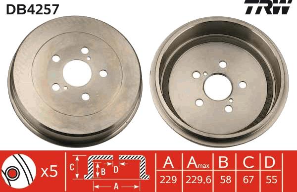 TRW DB4257 - Tamburo freno www.autoricambit.com