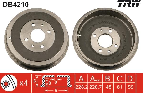 TRW DB4210 - Tamburo freno www.autoricambit.com