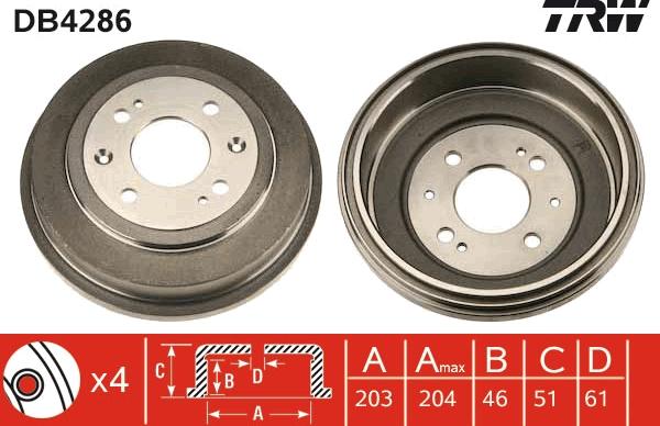 TRW DB4286 - Tamburo freno www.autoricambit.com