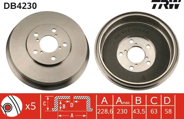 TRW DB4230 - Tamburo freno www.autoricambit.com