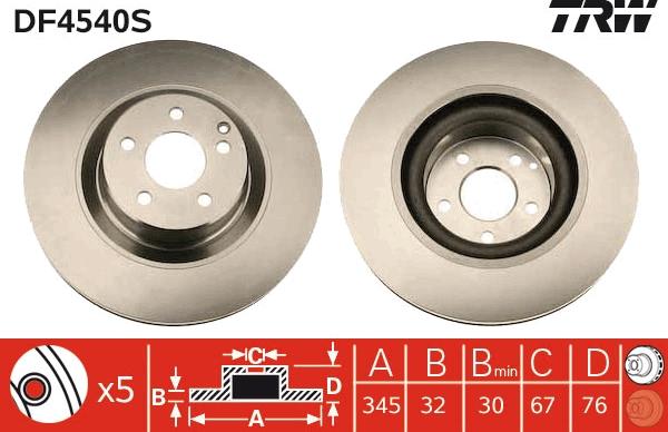 TRW DF4540S - Discofreno www.autoricambit.com