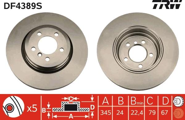 TRW DF4389S - Discofreno www.autoricambit.com