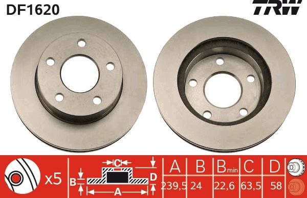 TRW DF1620 - Discofreno www.autoricambit.com