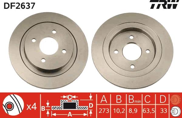 TRW DF2637 - Discofreno www.autoricambit.com