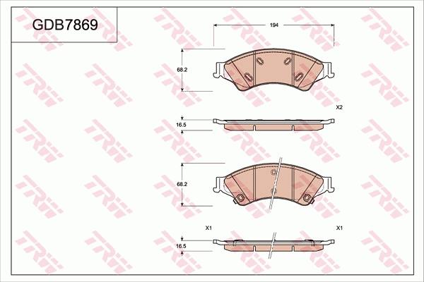 TRW GDB7869 - Kit pastiglie freno, Freno a disco www.autoricambit.com