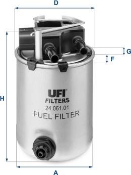 UFI 24.061.01 - Filtro carburante www.autoricambit.com