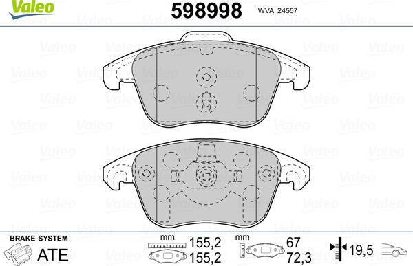 Valeo 598998 - Kit pastiglie freno, Freno a disco www.autoricambit.com