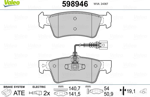 Valeo 598946 - Kit pastiglie freno, Freno a disco www.autoricambit.com