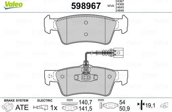 Valeo 598967 - Kit pastiglie freno, Freno a disco www.autoricambit.com