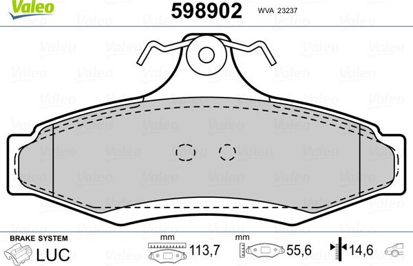 Valeo 598902 - Kit pastiglie freno, Freno a disco www.autoricambit.com