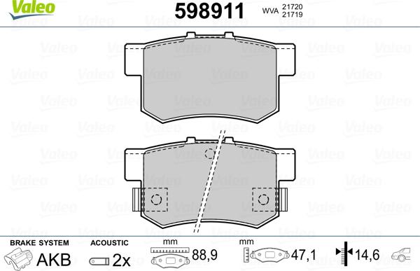 Valeo 598911 - Kit pastiglie freno, Freno a disco www.autoricambit.com