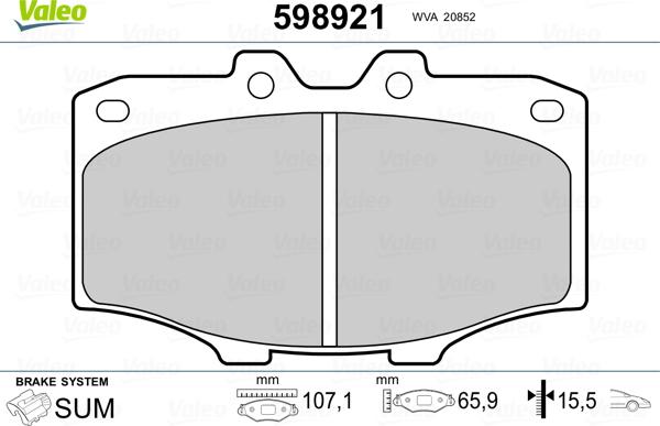 Valeo 598921 - Kit pastiglie freno, Freno a disco www.autoricambit.com