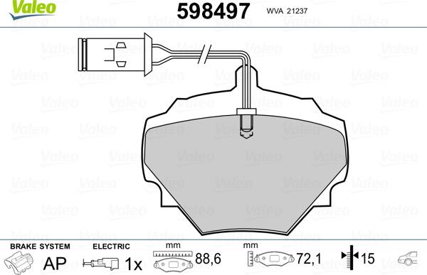 Valeo 598497 - Kit pastiglie freno, Freno a disco www.autoricambit.com