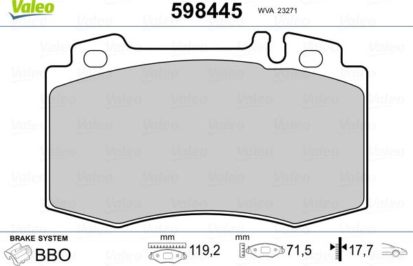 Valeo 598445 - Kit pastiglie freno, Freno a disco www.autoricambit.com