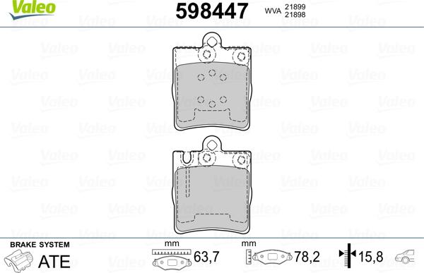 Valeo 598447 - Kit pastiglie freno, Freno a disco www.autoricambit.com