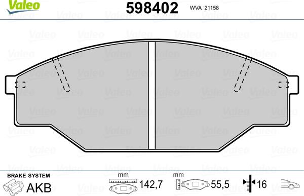 Valeo 598402 - Kit pastiglie freno, Freno a disco www.autoricambit.com