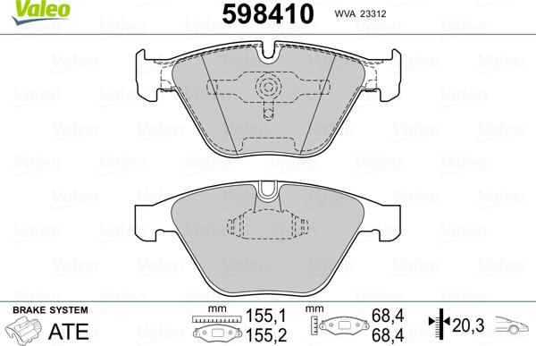 Valeo 598410 - Kit pastiglie freno, Freno a disco www.autoricambit.com