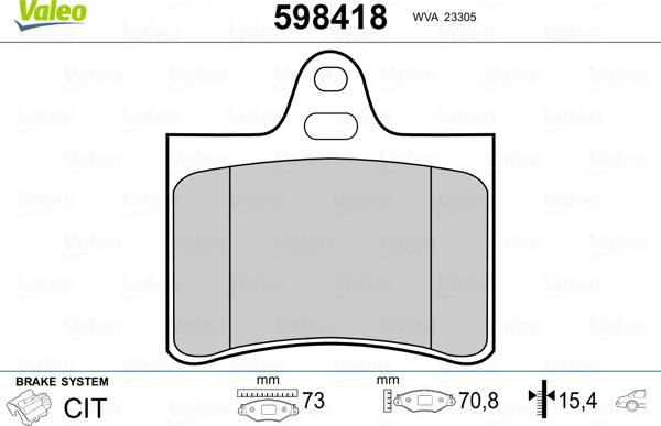 Valeo 598418 - Kit pastiglie freno, Freno a disco www.autoricambit.com