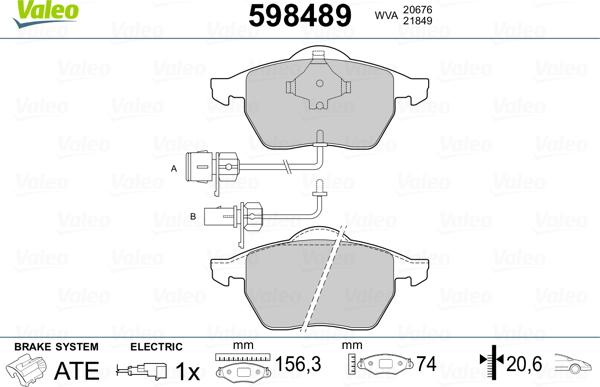 Valeo 598489 - Kit pastiglie freno, Freno a disco www.autoricambit.com