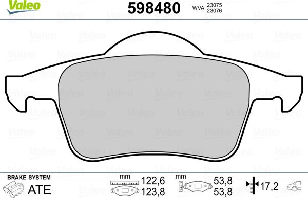 Valeo 598480 - Kit pastiglie freno, Freno a disco www.autoricambit.com