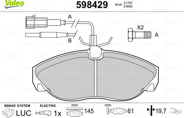 Valeo 598429 - Kit pastiglie freno, Freno a disco www.autoricambit.com