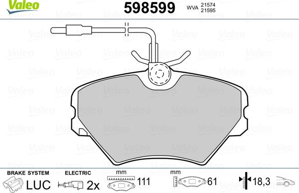 Valeo 598599 - Kit pastiglie freno, Freno a disco www.autoricambit.com