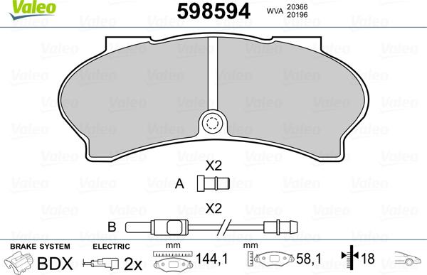 Valeo 598594 - Kit pastiglie freno, Freno a disco www.autoricambit.com