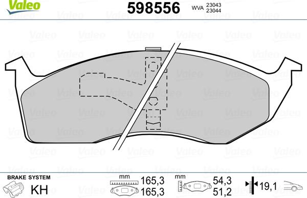 Valeo 598556 - Kit pastiglie freno, Freno a disco www.autoricambit.com