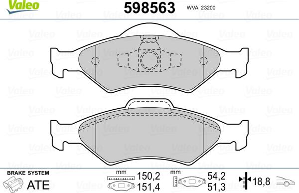 Valeo 598563 - Kit pastiglie freno, Freno a disco www.autoricambit.com