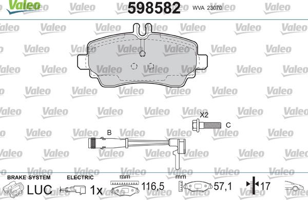 Valeo 598582 - Kit pastiglie freno, Freno a disco www.autoricambit.com