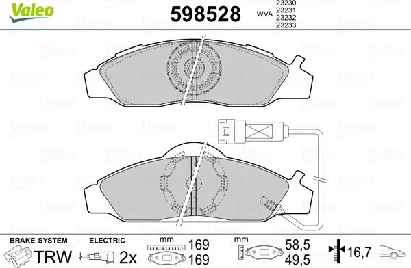 Valeo 598528 - Kit pastiglie freno, Freno a disco www.autoricambit.com