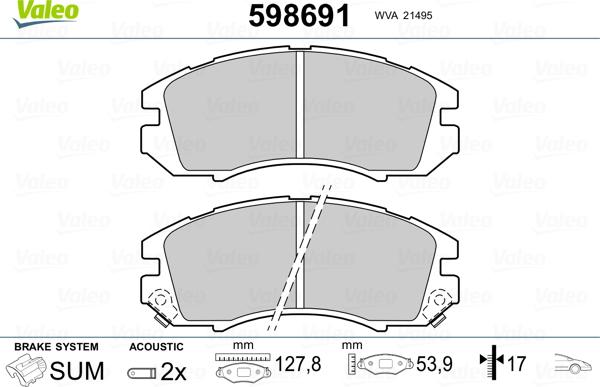 Valeo 598691 - Kit pastiglie freno, Freno a disco www.autoricambit.com