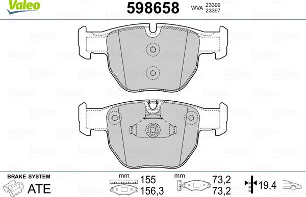 Valeo 598658 - Kit pastiglie freno, Freno a disco www.autoricambit.com