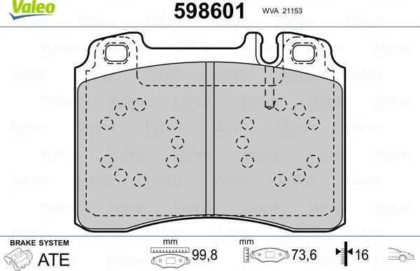 Valeo 598601 - Kit pastiglie freno, Freno a disco www.autoricambit.com