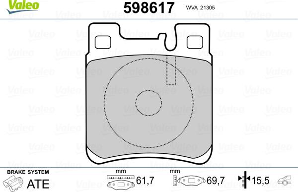 Valeo 598617 - Kit pastiglie freno, Freno a disco www.autoricambit.com