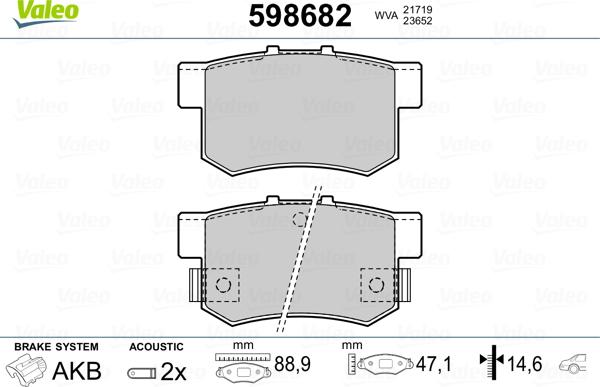 Valeo 598682 - Kit pastiglie freno, Freno a disco www.autoricambit.com