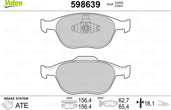 Valeo 598639 - Kit pastiglie freno, Freno a disco www.autoricambit.com