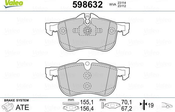 Valeo 598632 - Kit pastiglie freno, Freno a disco www.autoricambit.com