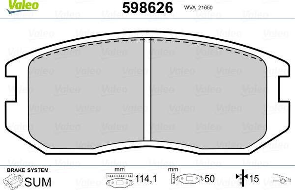 Valeo 598626 - Kit pastiglie freno, Freno a disco www.autoricambit.com