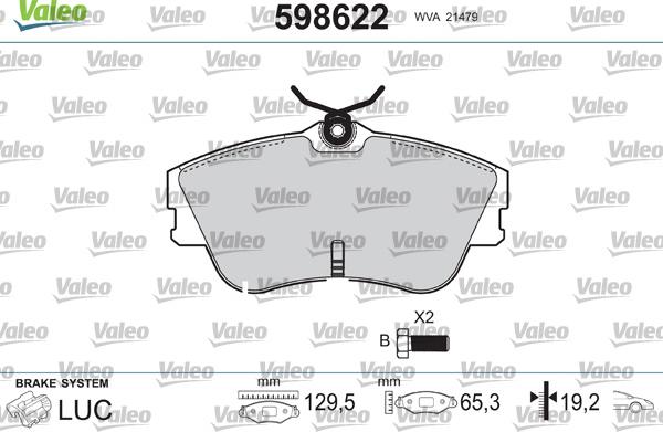 Valeo 598622 - Kit pastiglie freno, Freno a disco www.autoricambit.com