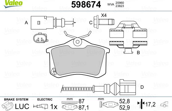 Valeo 598674 - Kit pastiglie freno, Freno a disco www.autoricambit.com