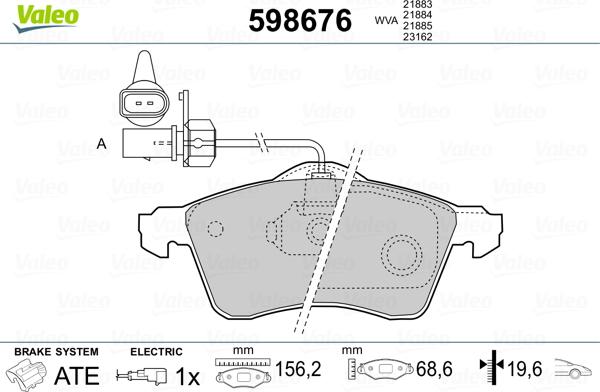 Valeo 598676 - Kit pastiglie freno, Freno a disco www.autoricambit.com